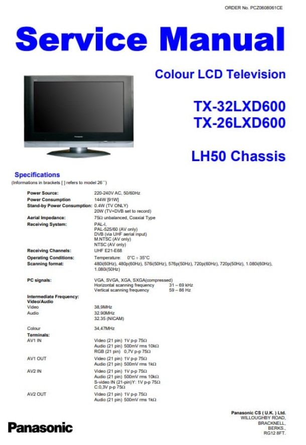 LH50_TX-32LXD600, TX-26LXD600
